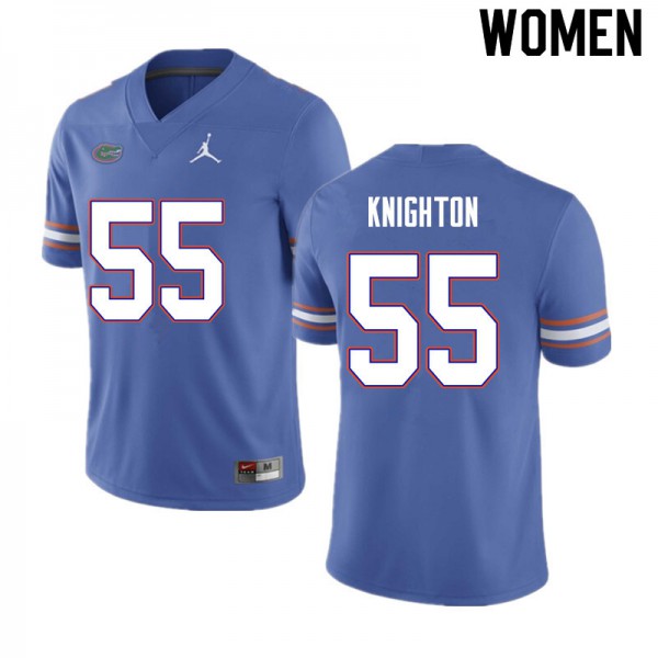 Women #55 Hayden Knighton Florida Gators College Football Jerseys Blue